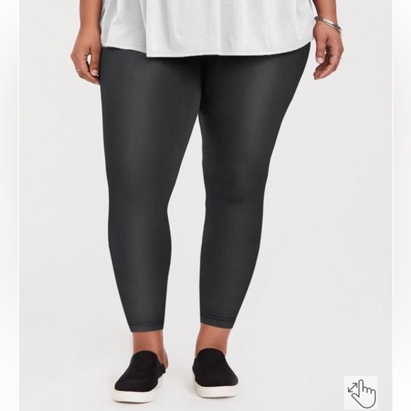 Torrid Platinum Black Faux Leather Stretch Lightweight Leggings size Torrid 00 - Picture 1 of 13